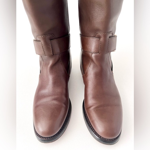 GUCCI | Stirrup Brown Leather Pull On Flat Riding Boots Tall Knee-high 36 US 6 - Picture 7 of 14